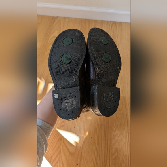 Frye Brown Leather moto Boots 7 made USA - Picture 7 of 9